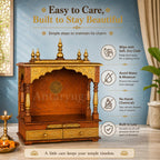 Home and Bazaar Wooden Temple Rajasthani Ethnic Handcrafted Mandir, Pooja Ghar Mandapam - 18x12x24 Inch Brown | Traditional Wood Pooja Mandir Hindu Temple for Home Décor Mandapam
