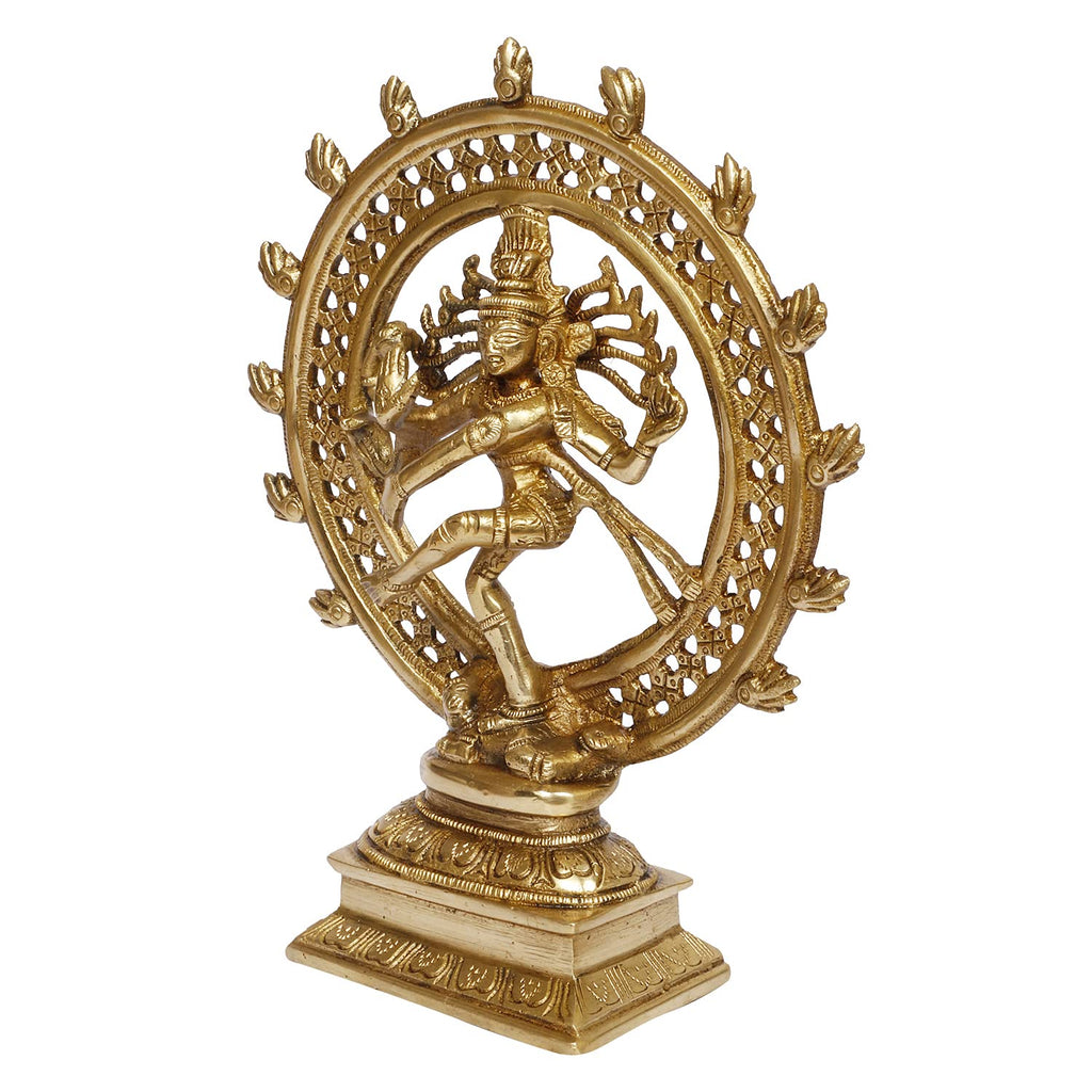 ARTVARKO Brass Antique Shiva Natraj Nataraja Statue Natraja Religious Nataraj Dancing Showpiece Idol Home Temple Pooja Gifts Décor 9.5 Inch