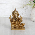 SVARUP Brass Ganesh Bhagwan Idol Rat Rath Ganesha Statue Ganpati Murti Height 3.75 Inch