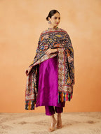 Pashmoda Women Zarmina Fine Wool Fabric Pashmina Kalamkari Embroidered Shawl, Stole and Wrap, Sustainable and Natural Fabric, Heritage Kashmiri Pashmina(Size 40x80)