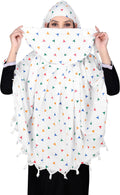 Sclout Soft Cotton Breathable Sun Protection Scarf Dupatta Usable for vehicle Driver | White Printed Design Stoles | Universal Size | For Girl & Women | Light Weight (Scarf - Triangle)