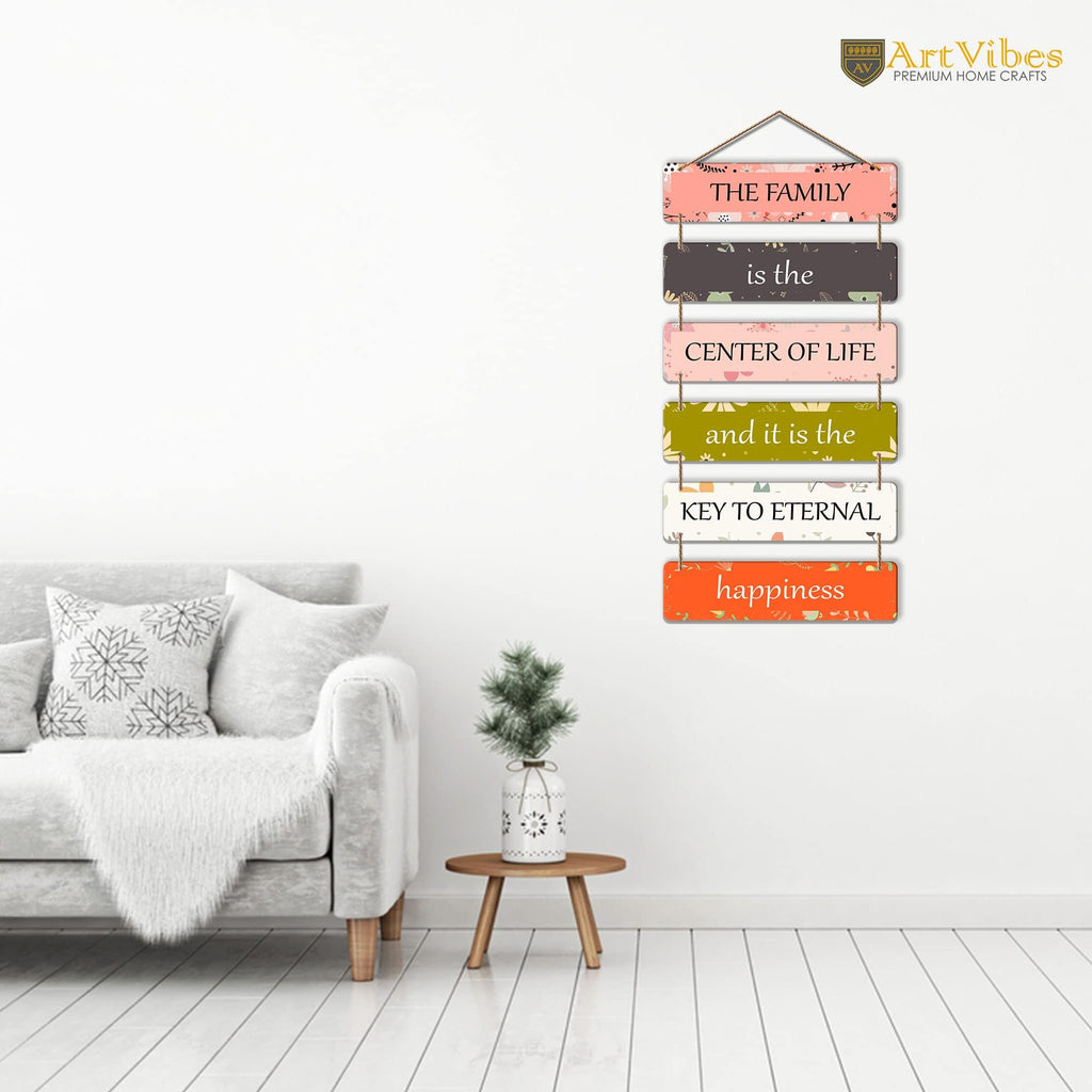 Artvibes Family Quote Decorative Wall Hanging Ornaments Wooden Art item for Living Room | Quotes Decor Item | Wall Accents | Gift Items | Wall Illustrations | Modern Artworks Hangings(WH_3205N)