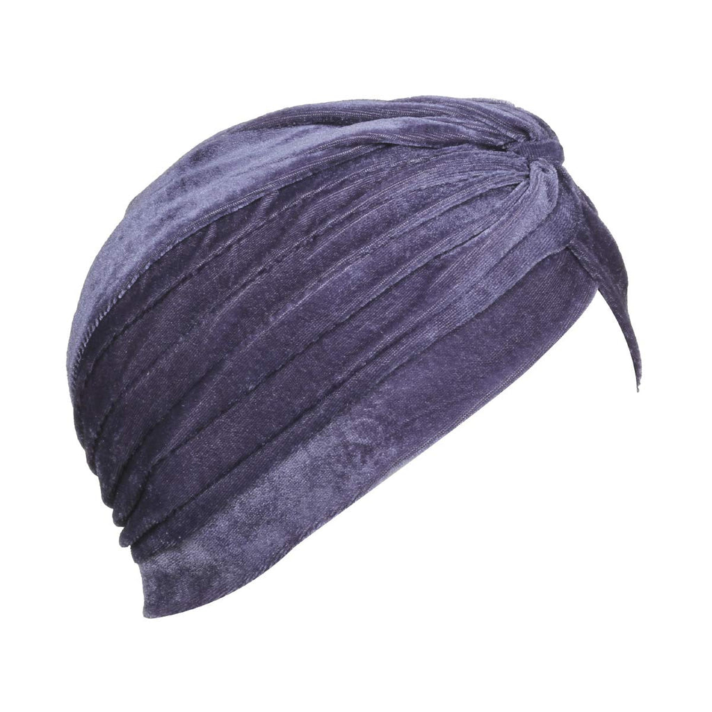 BISMAADH Velvet Soft Pleated Pre Tied Knot Readymade Turban/Pagri Head Wraps for Men & Women Grey