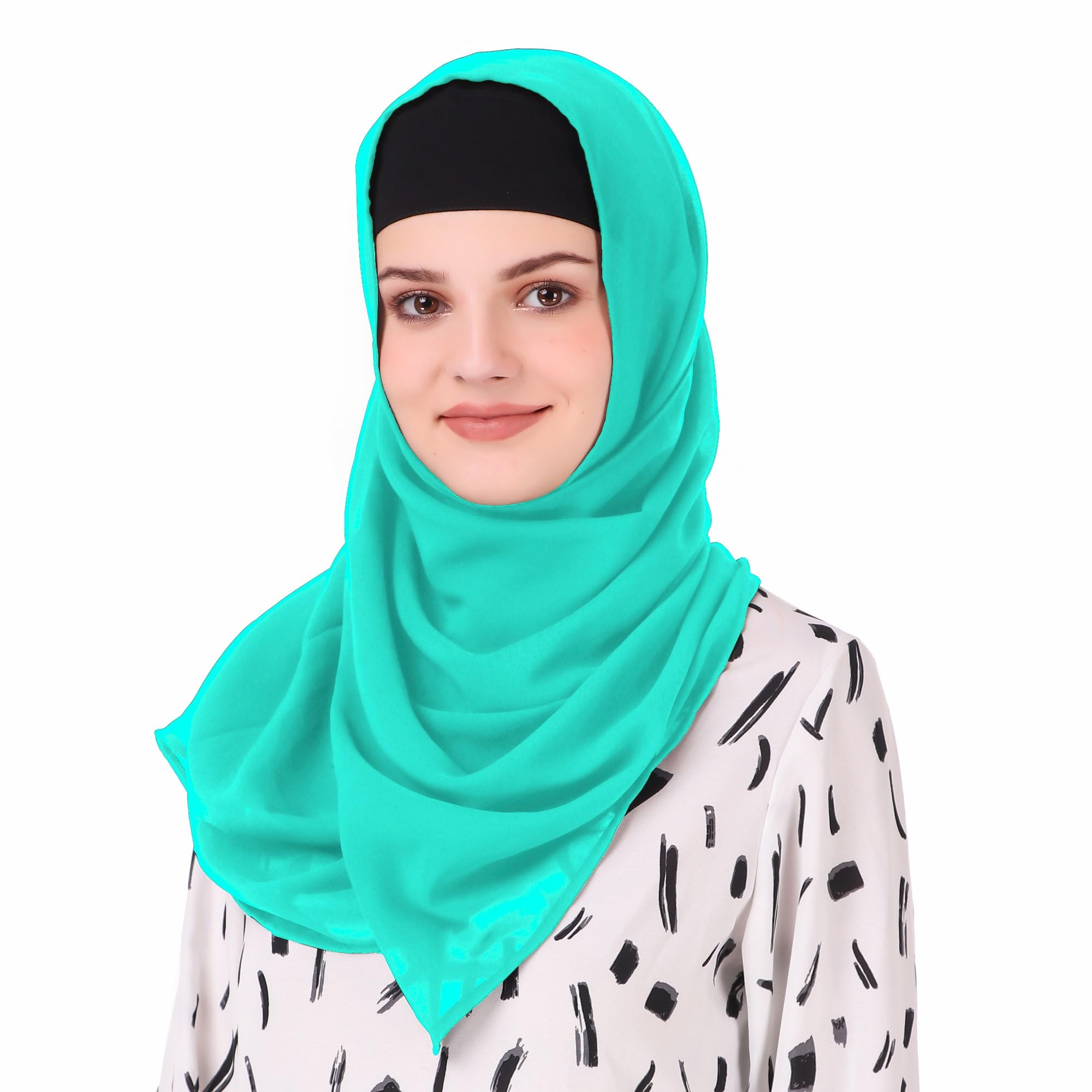 MyBatua Long Hijab in Breathable Soft Georgette large Head Wrap, Wholesale Price, 1pc Scarf HJ-020 (100x225 cm, Turquoise Green)