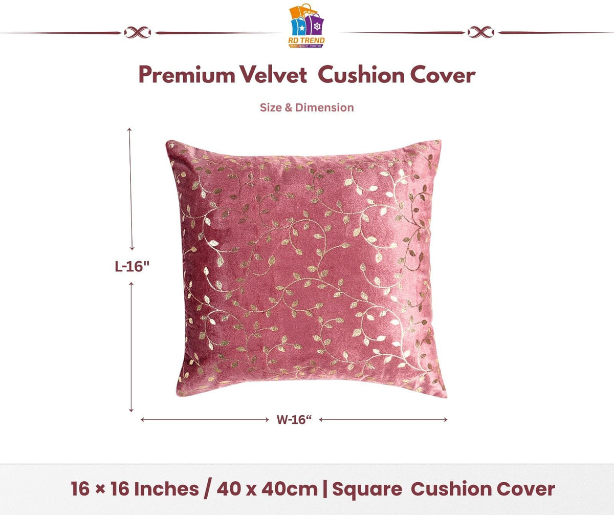 RD TREND® Premium Velvet Cushion Covers Set of 5 | Soft Decorative Throw Pillow Covers for Sofa, Bed & Living Room | Cushion Cover 16 inch x 16 inch (40x40 cm) Dusty Rose