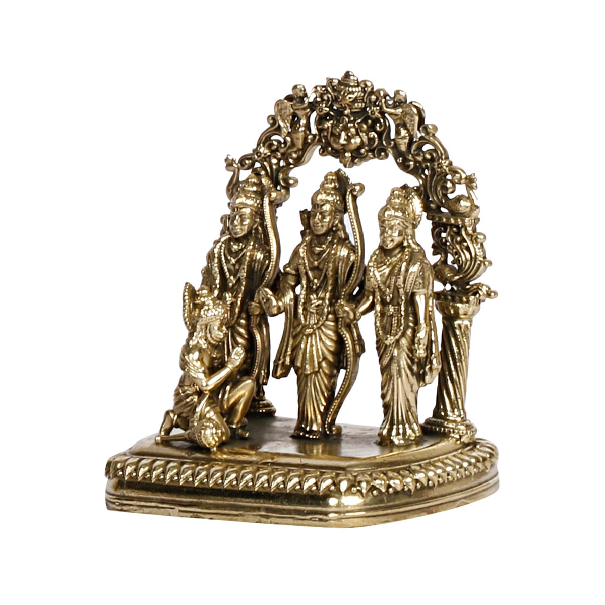 ARTVARKO Ram Darbar Brass Statue Shree Ram Ji Sita Laxman Hanuman Home Décor Puja Murti for Mandir Temple (Small Size -7x5.5x8 cm)