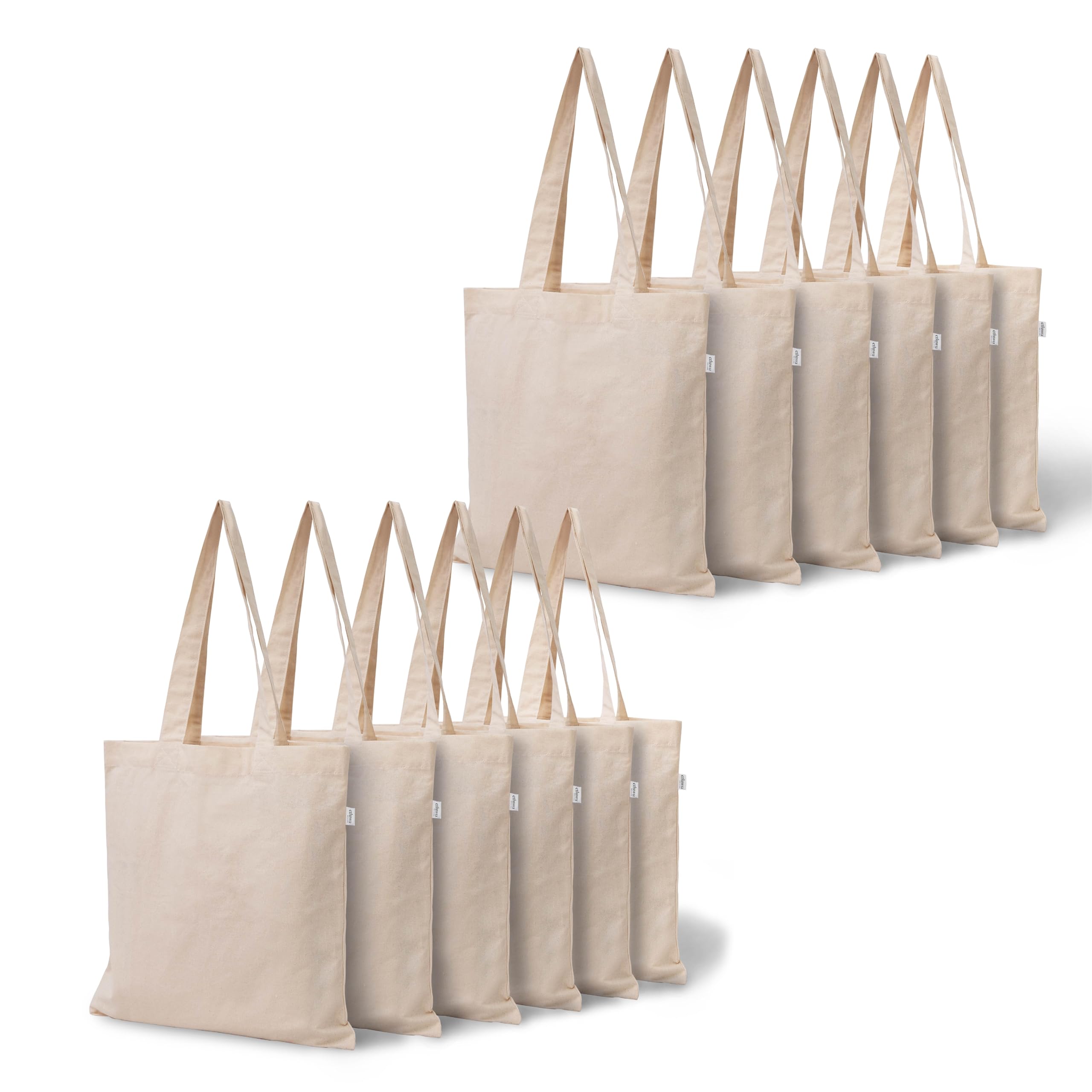 Ethiwa14x16 Inch Plain Tote Bag |10 Pcs|12 Pcs|50 Pcs|100 Pcs| 100% Organic Reusable 250 GSM Cotton Handbag for Shopping, Daily Use, Grocery, Craft Diy Painting and Storage