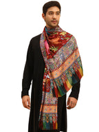 Pashmoda Men Royal Fine Soft Bamboo Fibre Stole, Multicoloured Design, Evening Wrap, Luxury Pashmina Style Scarf, Wrap, Sustainable and Natural Fabric (Size 28x80, Brown colour) MISST31