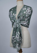 VIC Cotton Modal Digital Print Scarf for Women | Digital Print Designer Stole | Soft Lightweight Luxury Wrap | Premium Cotton Modal Blend | 55 x 170 cm | VIC-SM-DP5517 (Soft green floral)