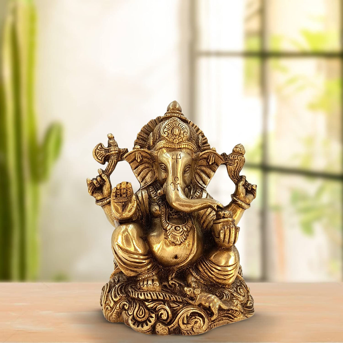 ARTVARKO Brass Lord Ganesha Ganesh Bhagwan Idol Ganpati Murti Statue for Home Office Entrance Decor Diwali Gift 6 Inches