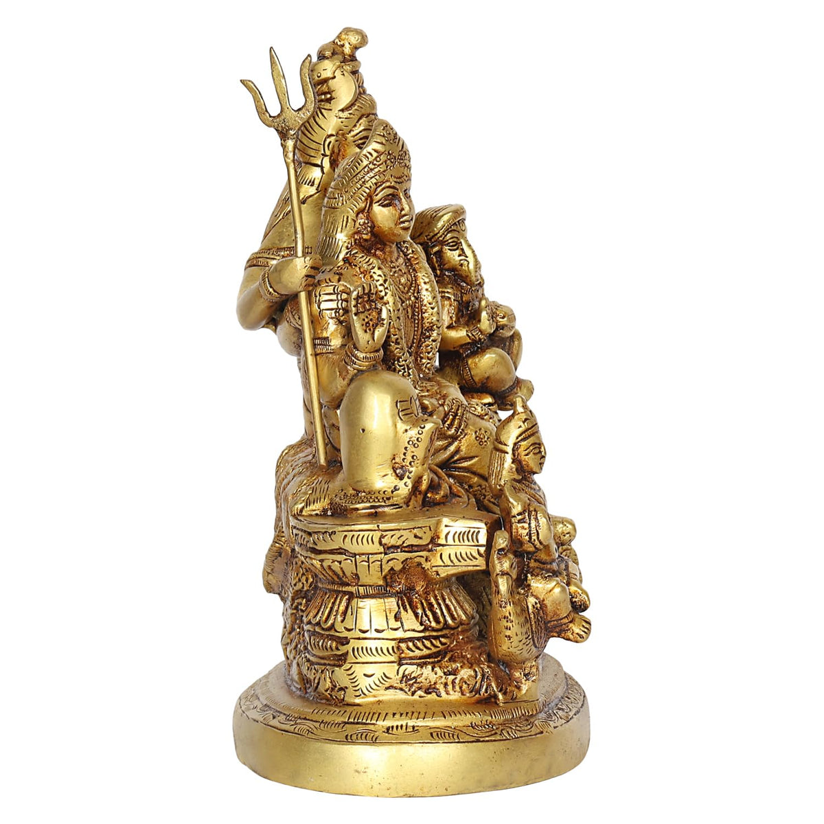ARTVARKO™ Brass Lord Shiva Parvati Kartikeya and Ganesha Murti Shiv Family Parivar with Shivling Nandi Idol 7.5 Inch.