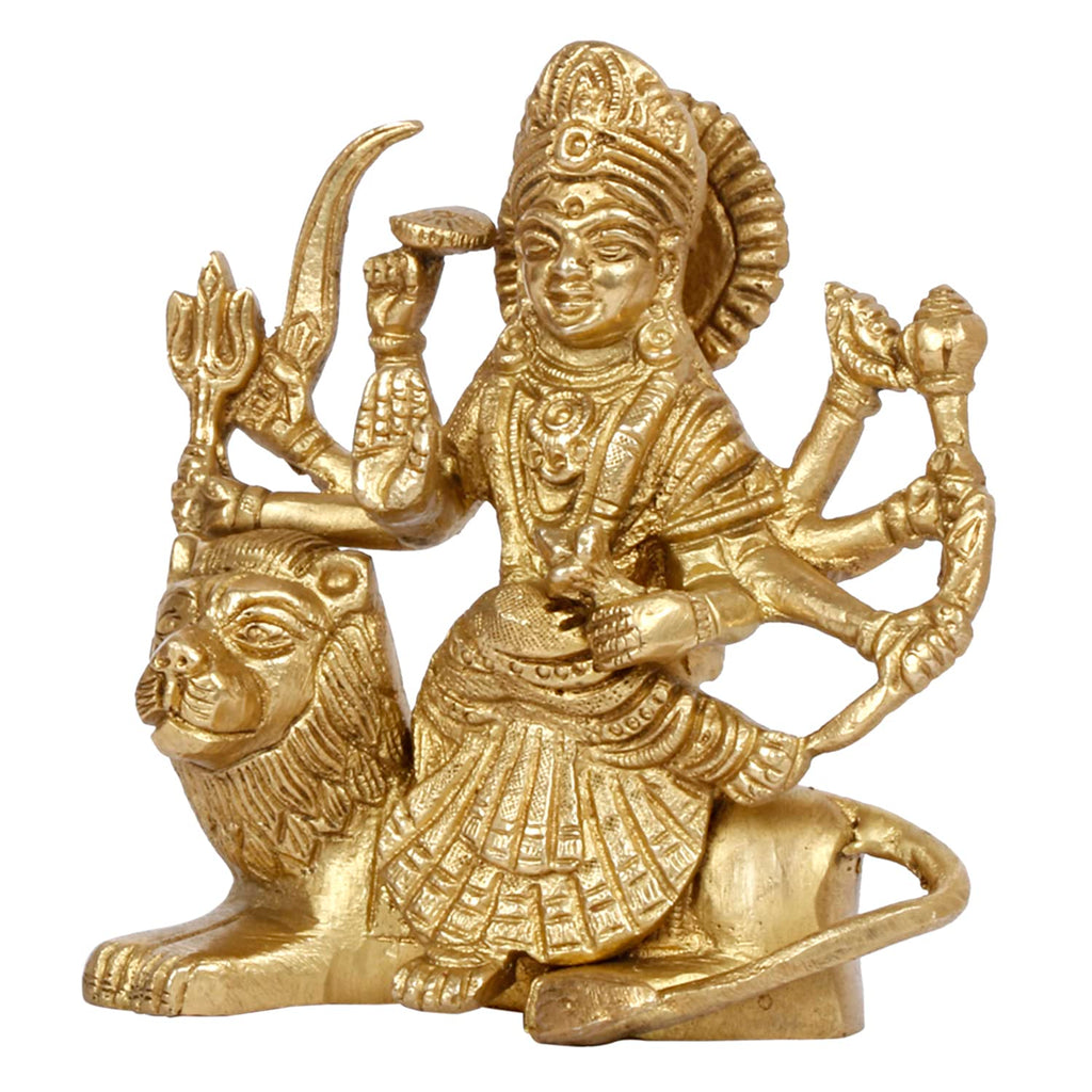 ARTVARKO Brass Durga Ma Murti Sherawali MATA Ambe Maa Idol Statue God Statue MATA Rani Puja Vastu Showpiece Pooja Gift