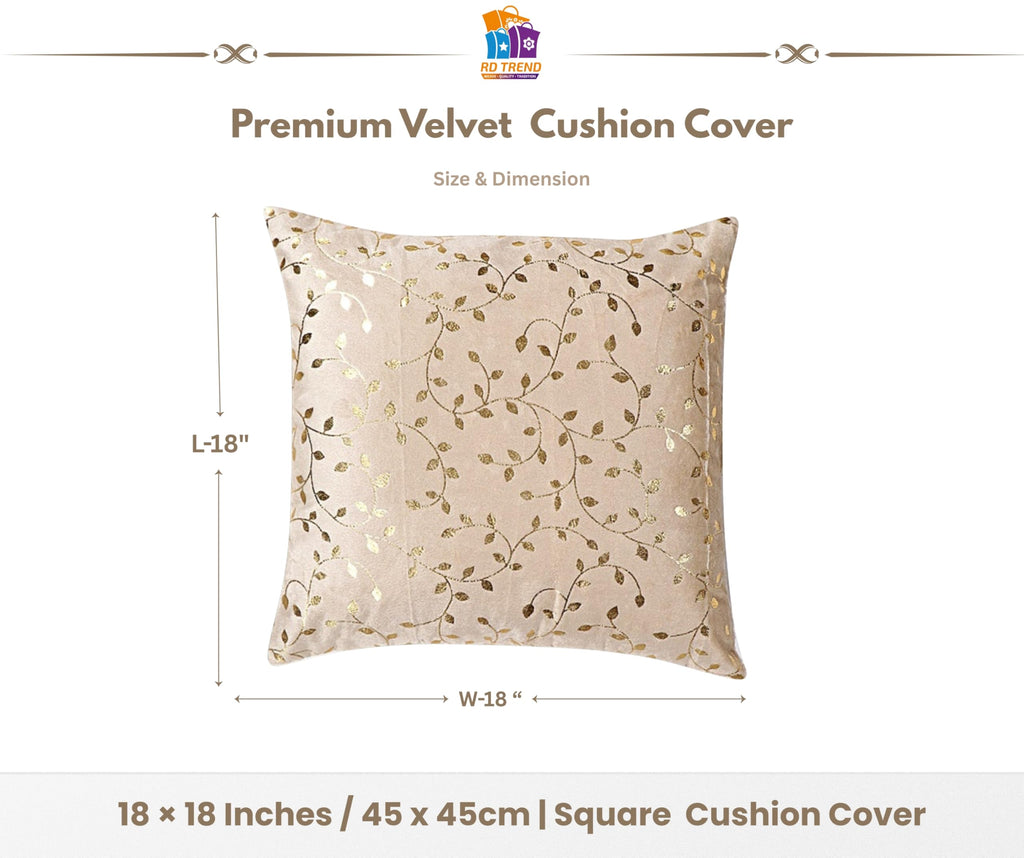 RD TREND® Premium Velvet Cushion Covers Set of 5 | Soft Decorative Throw Pillow Covers for Sofa, Bed & Living Room | Cushion Cover 18 inch x 18 inch (45x45 cm) Cream Caramel