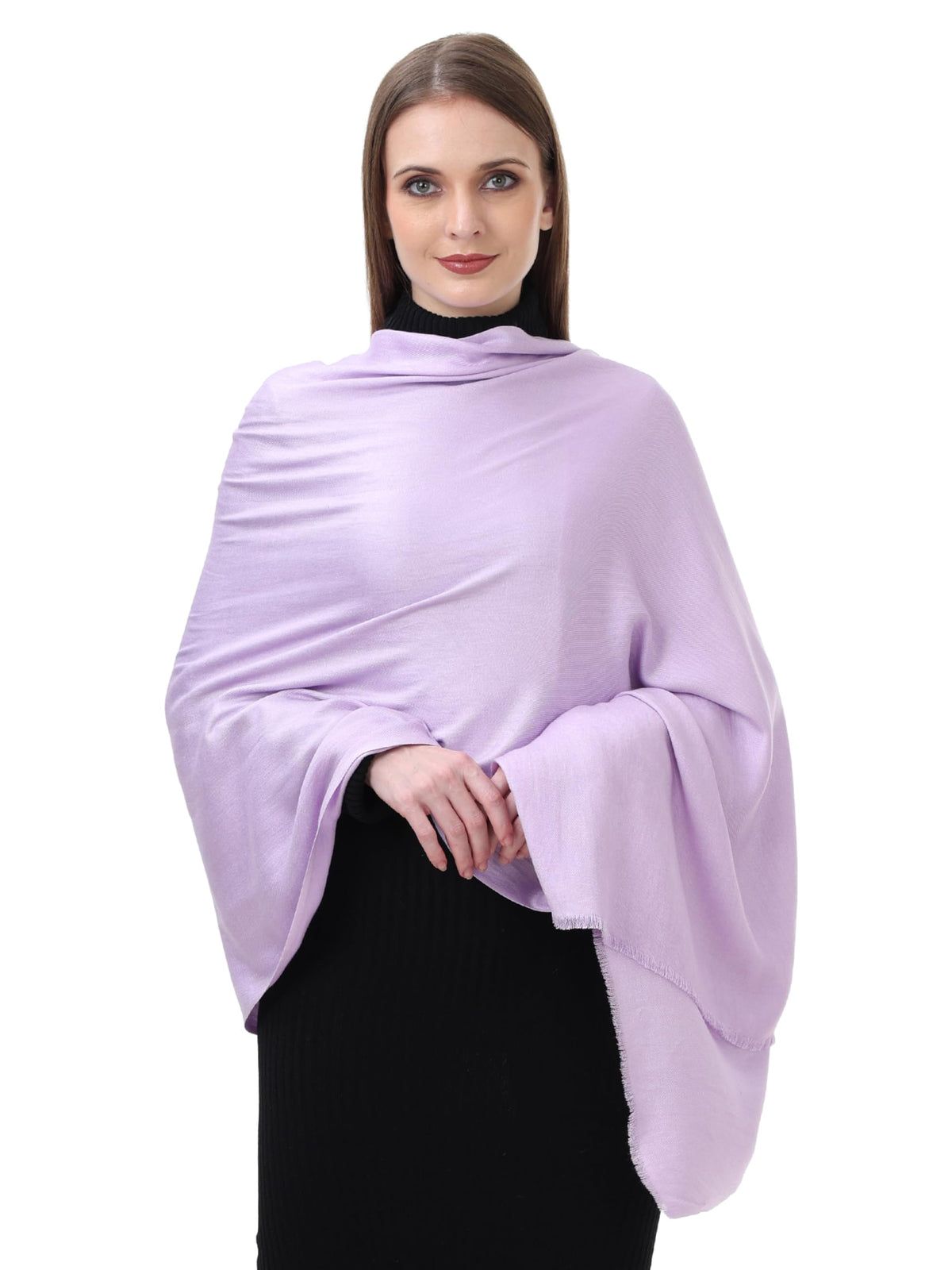 EH Viscose Pashmina Scarf For Women, Twill Weave, Thick, Solid Color Wraps, All Weather, Large, Warm, Very Soft Pashmina Feel Scarves (LAVENDER), (Female), Blue