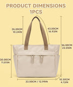 KSAIBINID College Tote Bag for Women, Japanese Style Minimalist White Shoulder Handbag for Daily Commute and Shopping, Casual Purse for Girls