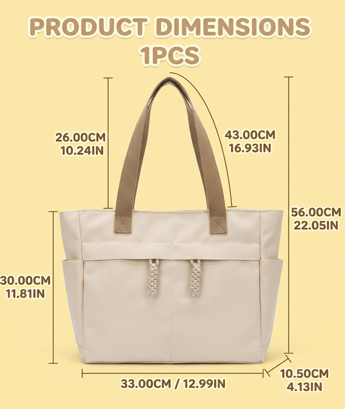 KSAIBINID College Tote Bag for Women, Japanese Style Minimalist White Shoulder Handbag for Daily Commute and Shopping, Casual Purse for Girls