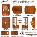 SIGNAMIO Mandir for Home with LED Light | Wooden MDF Puja Mandir | Wall Mounted Temple | Home Temple with Storage Drawer | Decorative Wooden Temple for Living Room & Prayer Room