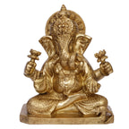 ARTVARKO Brass Lord Ganesha Murti in Blessing Posture Sitting with Modak Ganesh Bhagwan Idol Ganpati Metal Statue for Home Office Entrance Decor Pooja Marriage Gift 9 Inches