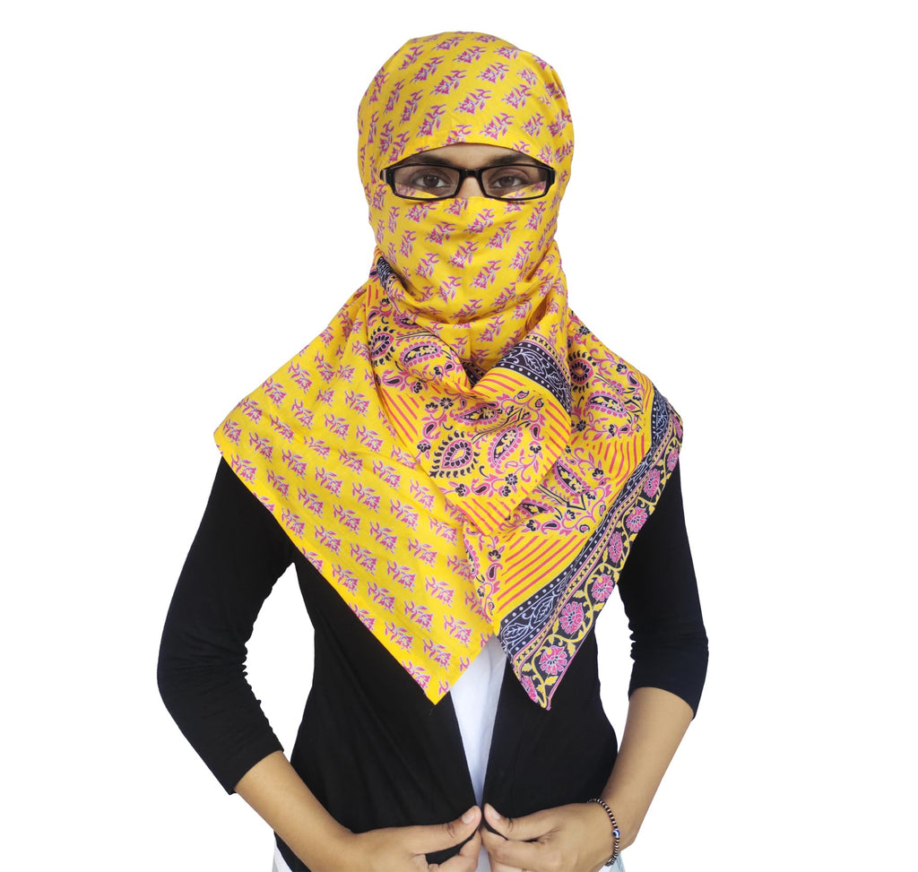 Switchon Rayon Anti Pollution Full face Scarf UV Sun Rays Protection scarf for women - Free Size (Yellow Multi)