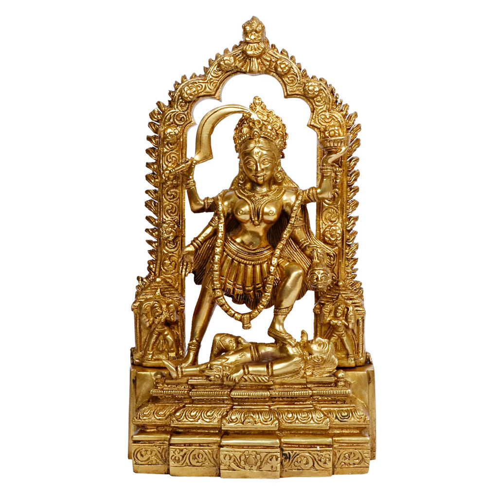 ARTVARKO Brass Kali MATA | Kaali Maa | Kalka Maa Idol Statue for Home Temple puja | Navratri puja | Festival puja | Gifting 10.5 Inches