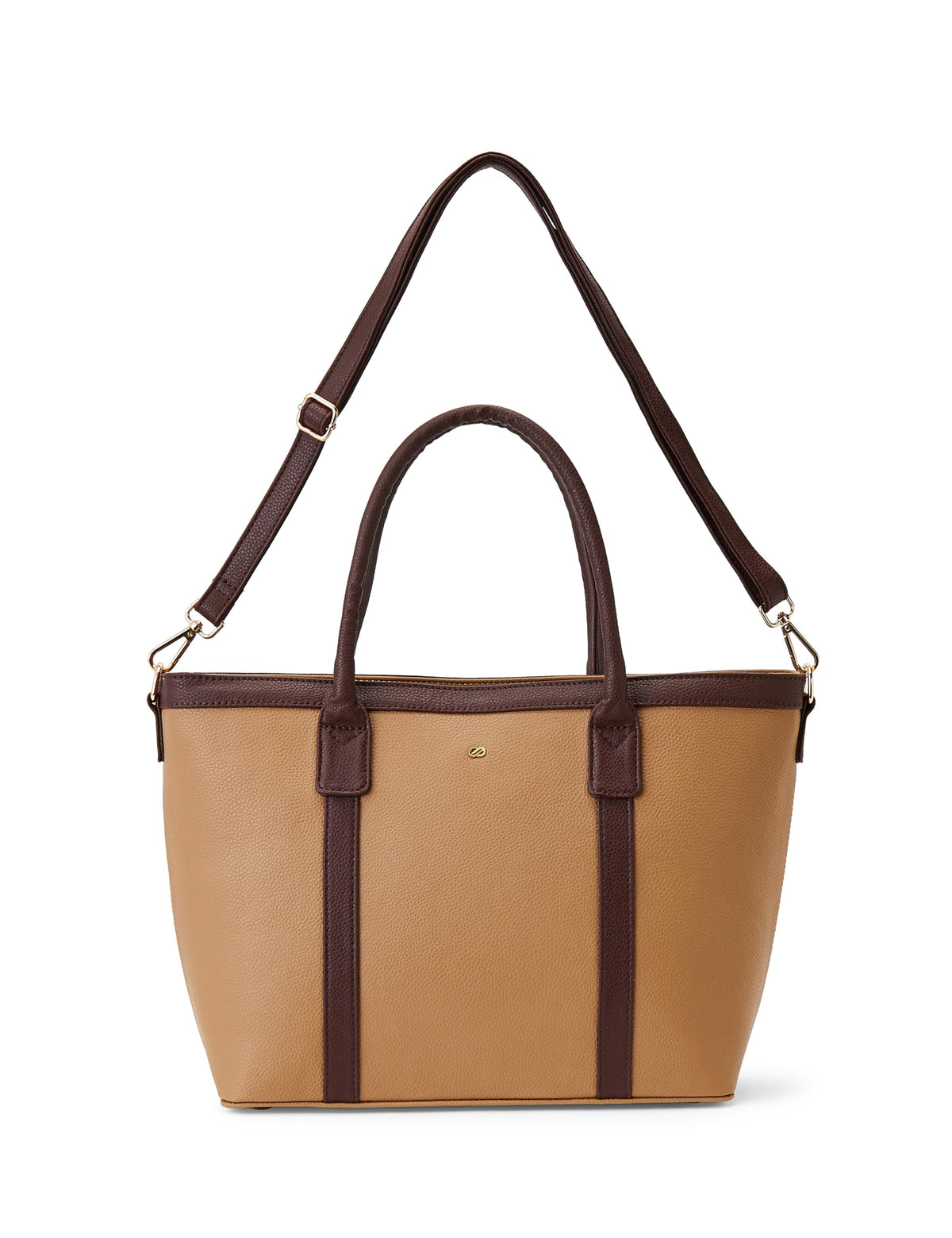Symbol Premium Women's Tote Hand Bag crafted from Imported PU | Stylish | Office Use - 14 Laptop (SP-AW26-CARL-TBAG-01_Beige)