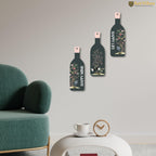 Artvibes Happy Mind Happy Life Decor Decorative Wall Hanging Wooden Art | Quotes Decor Item | Craft For Everyone | Wall Illustrations | Office Decor | Wall Art Print | Gift Items (WH_9525N), Set of 3