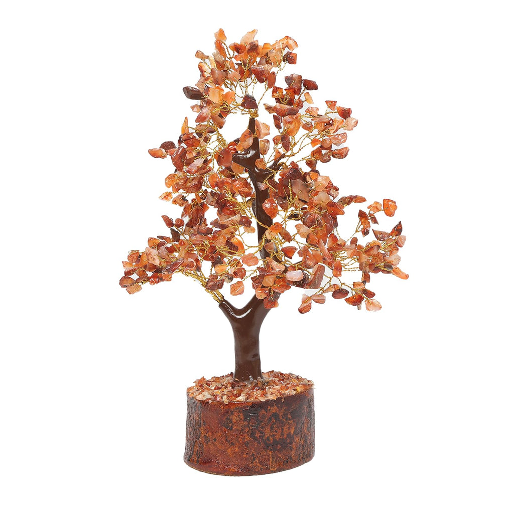 AMOKRI 500 Beads Red Carnelian Crystal Tree, Feng Shui Healing Crystal Bonsai for Positive Energy, Good Luck Decor, Vastu Items, Home Office Decoration, Housewarming, Shop Opening & Spiritual Gift