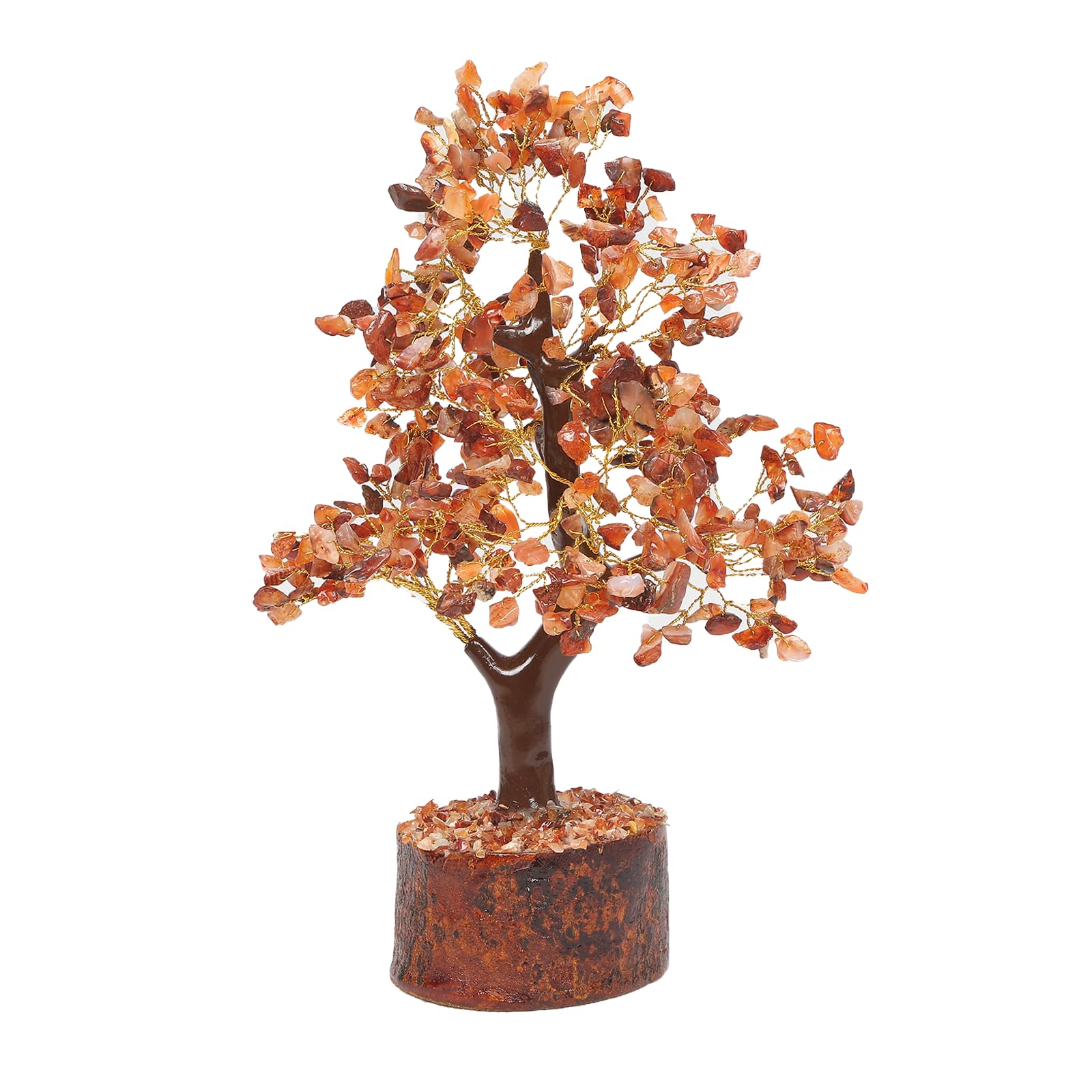 AMOKRI 500 Beads Red Carnelian Crystal Tree, Feng Shui Healing Crystal Bonsai for Positive Energy, Good Luck Decor, Vastu Items, Home Office Decoration, Housewarming, Shop Opening & Spiritual Gift