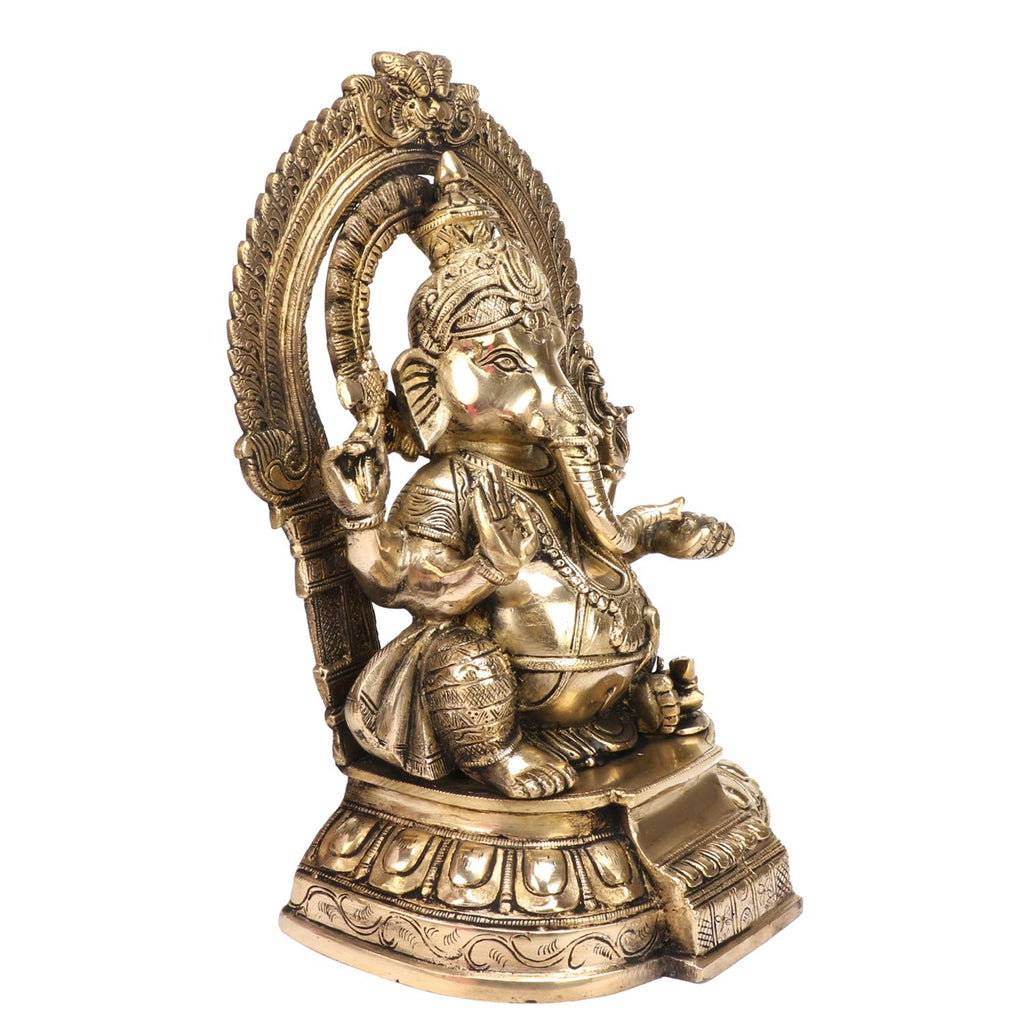 SVARUP Big Brass Ganesha Elephant Murti God Ganesha Vinayak Ganpati Sitting Idol Bhagwan Entrance Home Décor 12 Inch