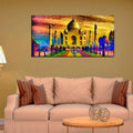VIBECRAFTS Canvas Paintings for Living Room Drawing Room Canvas Wall Painting of Taj Mahal for Homedecore|Office|Gift|Livingroom|Bedroom(PTVCH_2398NV)(48 x 24 Inches)