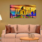 VIBECRAFTS Canvas Paintings for Living Room Drawing Room Canvas Wall Painting of Taj Mahal for Homedecore|Office|Gift|Livingroom|Bedroom(PTVCH_2398NV)(48 x 24 Inches)
