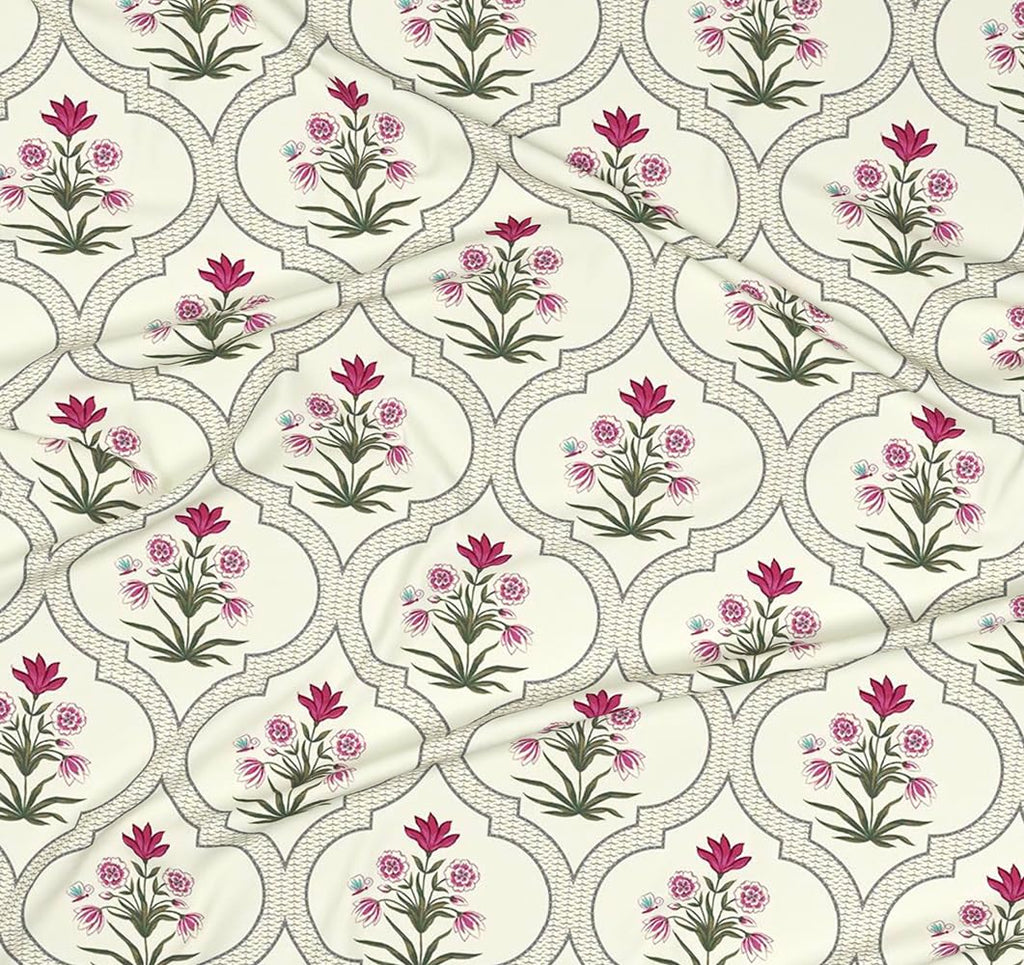 BSB HOME® 220 TC Premium Cotton Printed Pillow Covers | Ultrasoft Breathable Envelope Closure| Pack of 2 Pillow Covers King Size (White & Pink Flower, 20 x 30 Inches)
