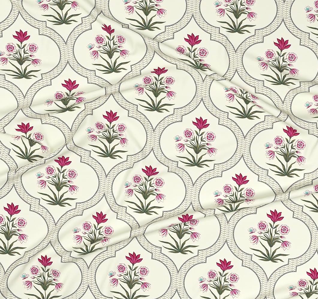 BSB HOME® 220 TC Premium Cotton Printed Pillow Covers | Ultrasoft Breathable Envelope Closure| Pack of 2 Pillow Covers King Size (White & Pink Flower, 20 x 30 Inches)