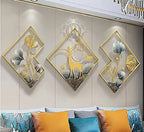 DSH CRAFTING YOUR CURIOSITY Metal Wall Decor Gold Metal Leaf Wall Hanging Sculpture for Home Decoration Set of 3 (02-DEAR-BLU-3P)