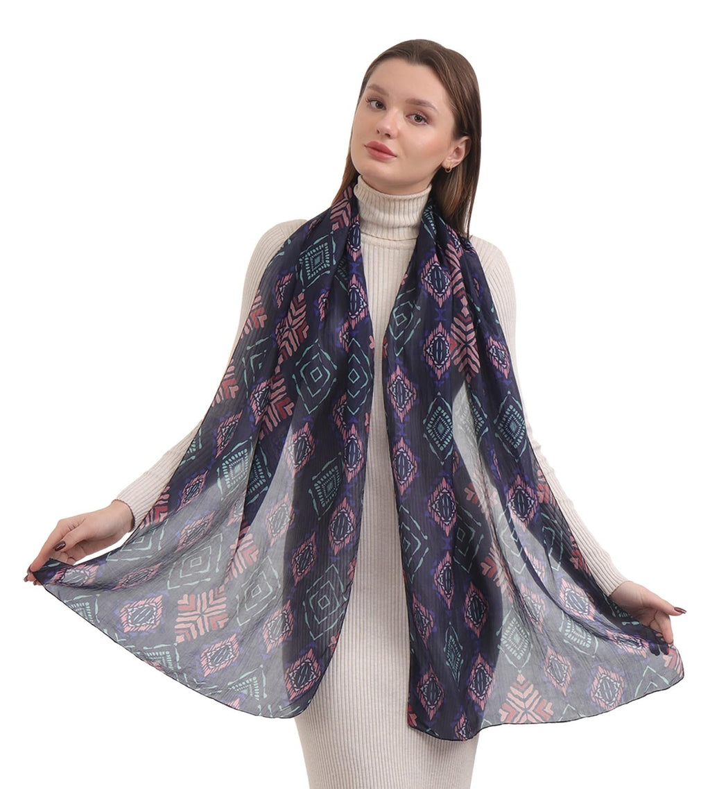 EH 100% Pure Mulberry Silk Scarf for Women, head scarf, neck scarf, hair scarf, digital printed long (22 X 72) (MC 20)