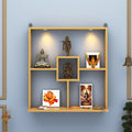Anikaa Shelly LED Light Wall Mounted Hanging Puja Temple Shelf Stylish Wood God Stand for Pooja Room Mandir Stand for Temple (Giantwood) D.I.Y (Giantwood)