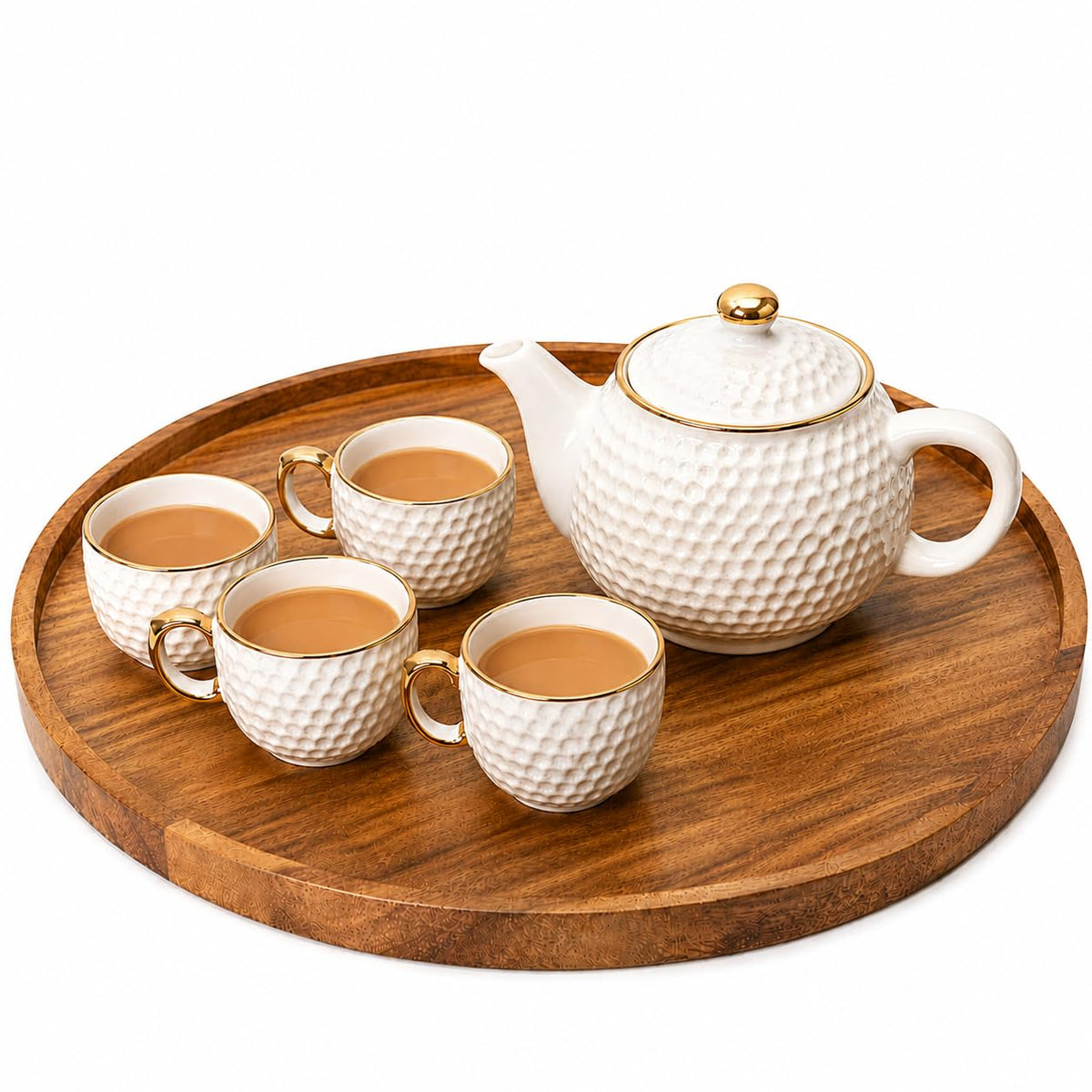 BAUZINI Decorative Round Wood Tray with Raised Edge - Perfect Small Round Tray for Kitchen, Dining Room, Tea, Ottoman, Breakfast Coffee Table & Home Decor Natural Wood Finish - 11 * 11 inch