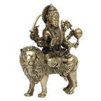 SVARUP Fine Brass Goddess Durga Maa Sitting On Lion Idol MATA Sherawali Murti Statue Figurine Home Temple Height: 5 Inch