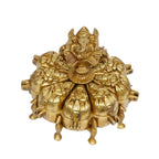 ARTVARKO Brass Ganesha Chopda Box Ganpati Idol Multiple Nine Box Compartment for Kumkum Sindoor Vermillion Worshiping Ritual Marriage Gift Gold 6 Inch