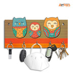 Artvibes Unique Stylish Wooden Key Holder for Wall Decor with Stylish Stainless Steel 5 Hooks Beautiful Key Organizer for Home Decoration(KH_800)