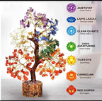 TEJ GIFTS Seven Chakra 150 Beads Healing Crystal Tree A Stunning Gemstone Showpiece for Home & Office Decor, Enhancing Good Luck, Elevating Your Space with Feng Shui Bonsai Beauty