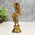 ARTVARKO Brass Lady Looking Mirror Statue for Home Decor Indian Culture Apsara Showpiece Antique Style Women Idol in Brass Decor Gift 8 Inches