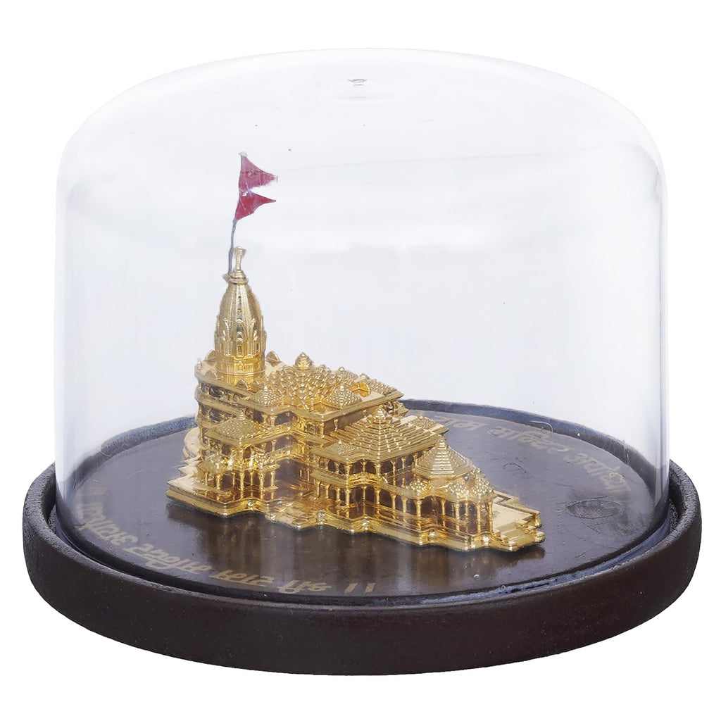 eCraftIndia Shri Ram Mandir Ayodhya Model | Ayodhya Ram Mandir Temple for Home Office| Home Temple Pooja Mandir | Ayodhya Ram Mandir Model Gift for Housewarming Diwali Ram Navami (Resin Glass, Golden)