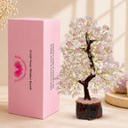 Crystu Certified Rose Quartz Tree, Spiritual Energy & Love, Healing Crystal Tree for Office, Home & Living Room, Unique Gift for Valentine, Housewarming & More