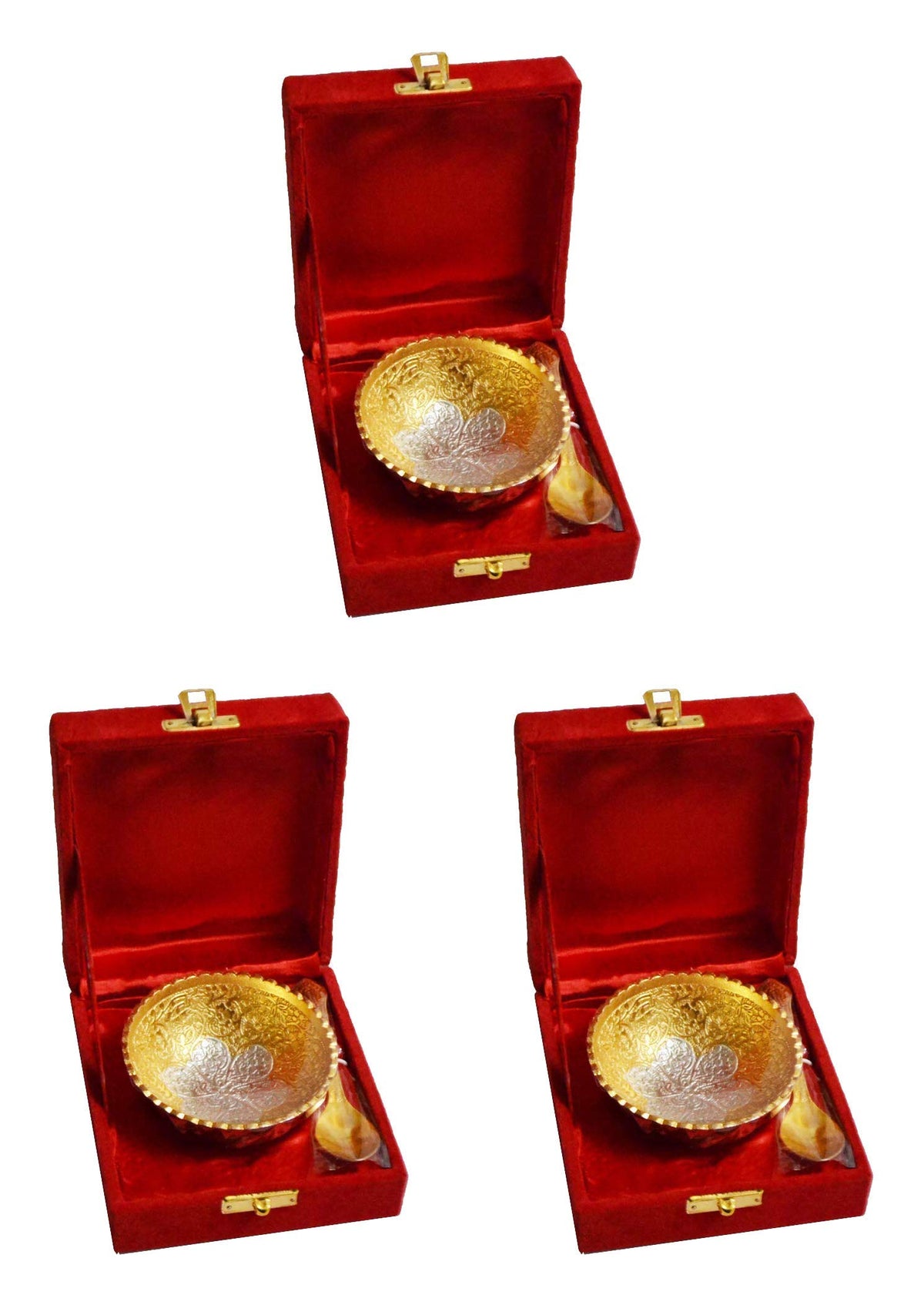 R Ayurveda Copper Handmade Metal Dessert Bowls, 6-Piece, Silver 250 ml