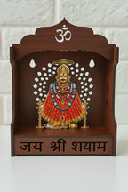 LightingKart Premium Wooden Temple for Home | Customizable Pooja Mandir with LED Light | Small Wooden Mandir for Office Desk, Wall & Gifting (12.7×11.43×7.62 cm)