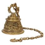 Artvarko Goddess Maa Durga Engraved Sherawali Brass Big Bell with Chain Hanging for Pooja Puja Room Mandir Ghanta Home Entrance Décor