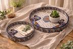 Dreams n Decor Round Wooden Serving Tray Set of 2 | MDF Decorative Trays for Center Table & Dining | Traditional Elephant Print (7 & 9) | Perfect for Tea, Coffee, Snacks & Housewarming Gifts