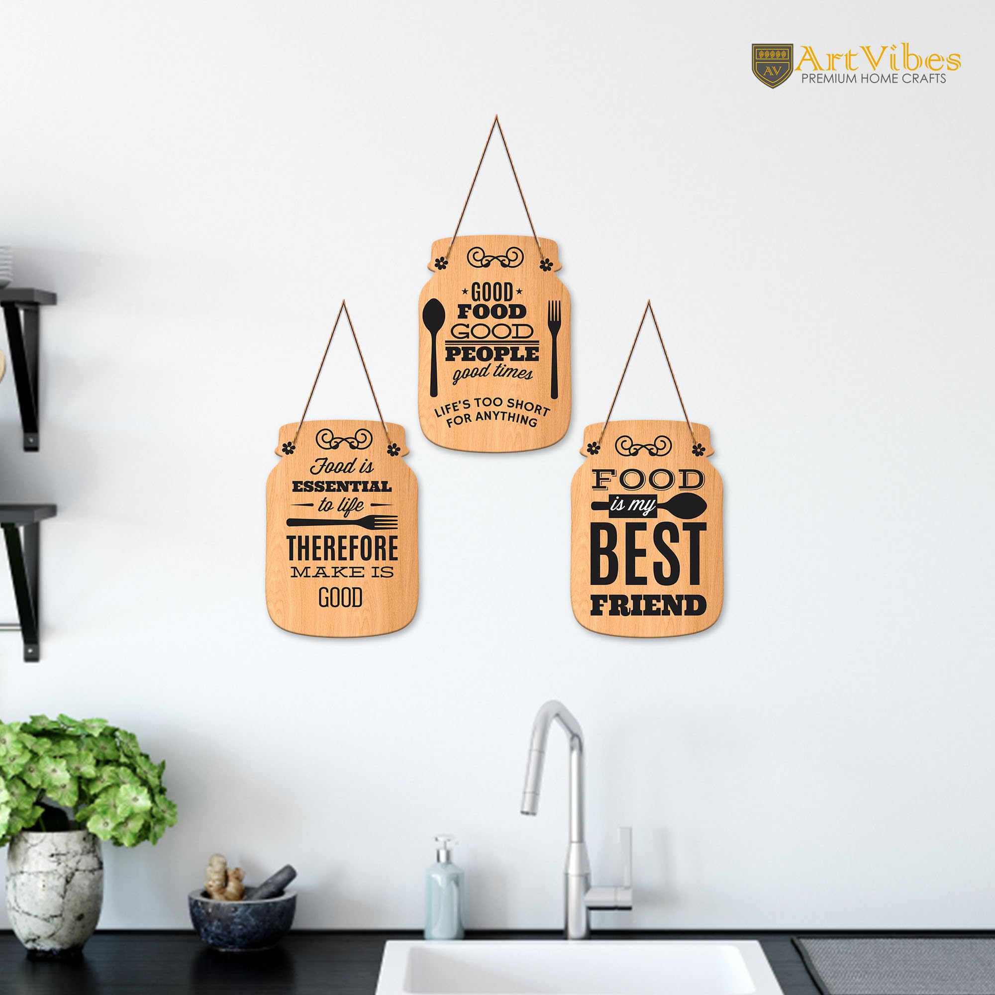 Artvibes Kitchen Quotes Wall Hanger for Home Decor | Gifts | Wall Art for Living Room | Wooden Hanging Items | Kitchen Wood Design | Decorative Artworks (WH_8901N)