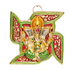 KridayKraft Ganesha Metal Statue,Ganpati Wall Hanging Sculpture,Metal Swastik Ganesha Murti Lucky for Home & Office,Religious Showpiec Gift idol on Diwali,Birthday,Wall Decorative Feng Shui Article...
